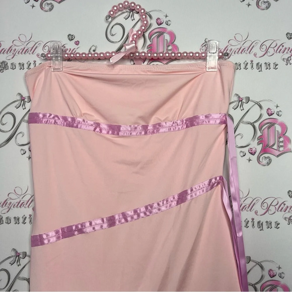 Pink dress fairy whimsical high low with ribbons 🎀 cute mermaid flowy  adorable - Picture 5 of 10